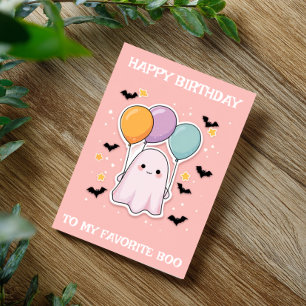 Ghost My Favorite Boo Halloween Birthday Card