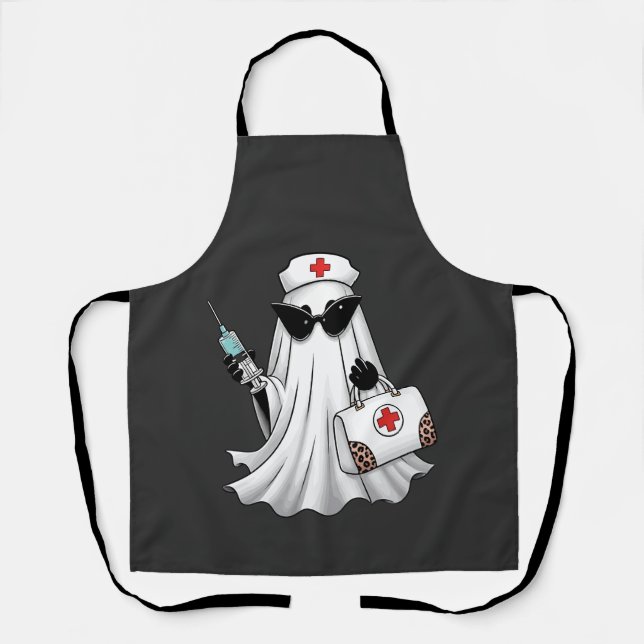 Ghost Nurse Halloween Apron (Front)