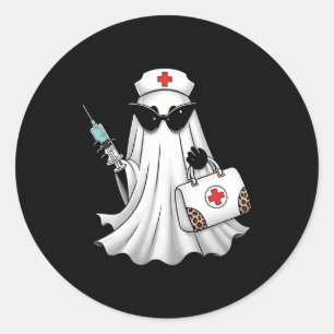 Ghost Nurse Halloween Classic Round Sticker