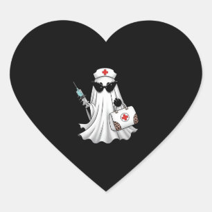 Ghost Nurse Halloween Heart Sticker