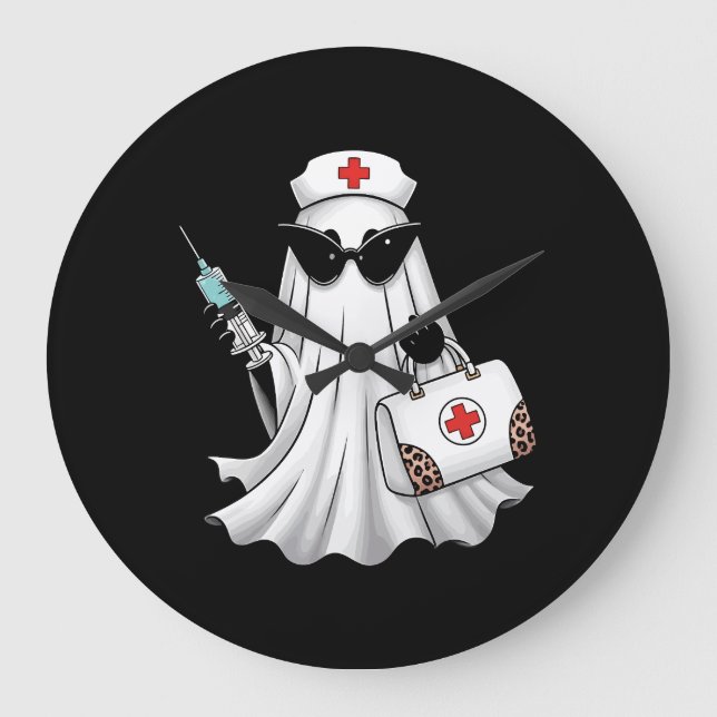Ghost Nurse Halloween Large Clock (Front)