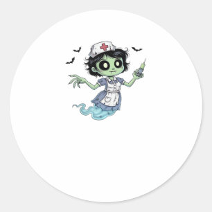 Ghost Nurse  Spookily Caring and Whimsically Haunt Classic Round Sticker