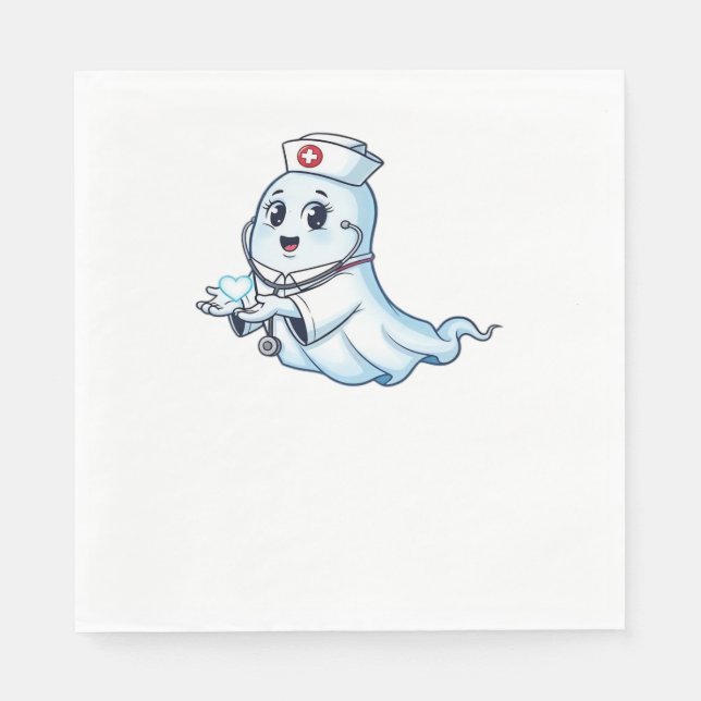 Ghost Nurse  Spookily Caring and Whimsically Haunt Napkin (Front)