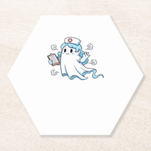 Ghost Nurse Spookily Caring and Whimsically Haunt Paper Coaster