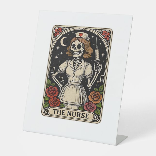 Ghost Nurse  Spookily Caring and Whimsically Haunt Pedestal Sign (Front)