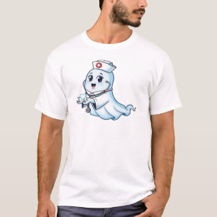 Ghost Nurse  Spookily Caring and Whimsically Haunt T-Shirt