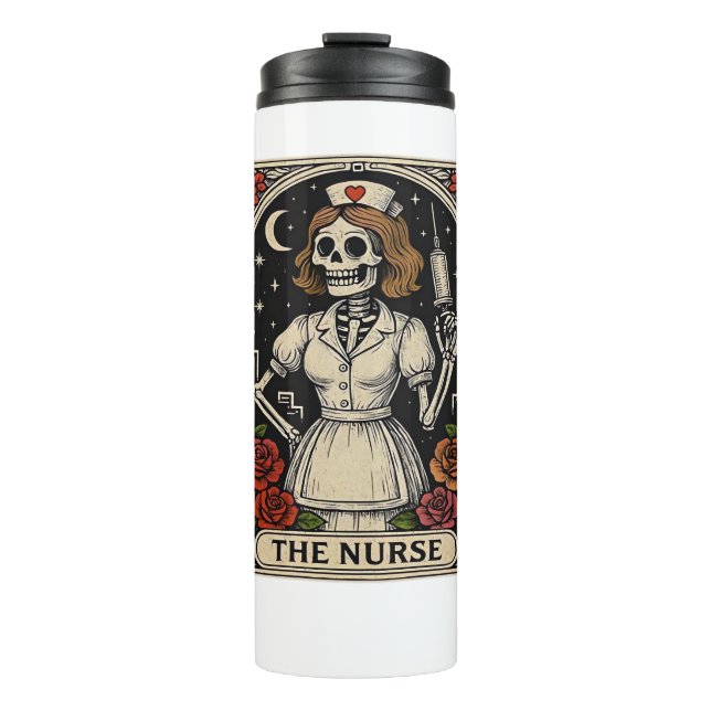 Ghost Nurse  Spookily Caring and Whimsically Haunt Thermal Tumbler (Front)