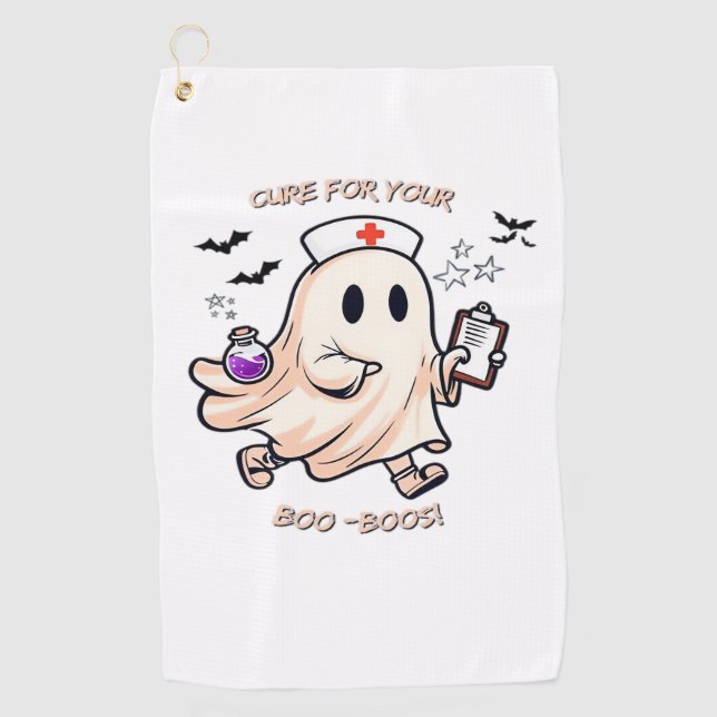 Ghost Nurse with Magical Potion – Cure for Your Bo Golf Towel (Front)