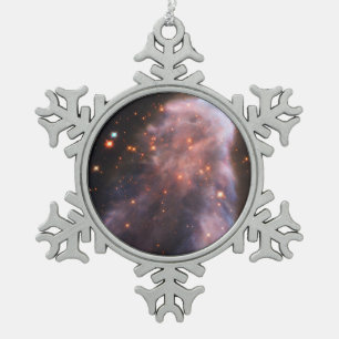 Ghost of Cassiopeia Nebula Snowflake Pewter Christmas Ornament