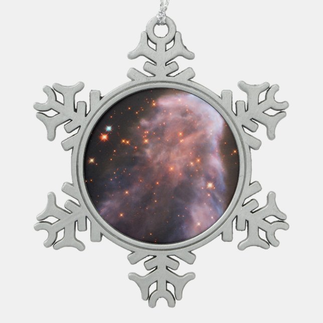 Ghost of Cassiopeia Nebula Snowflake Pewter Christmas Ornament (Front)