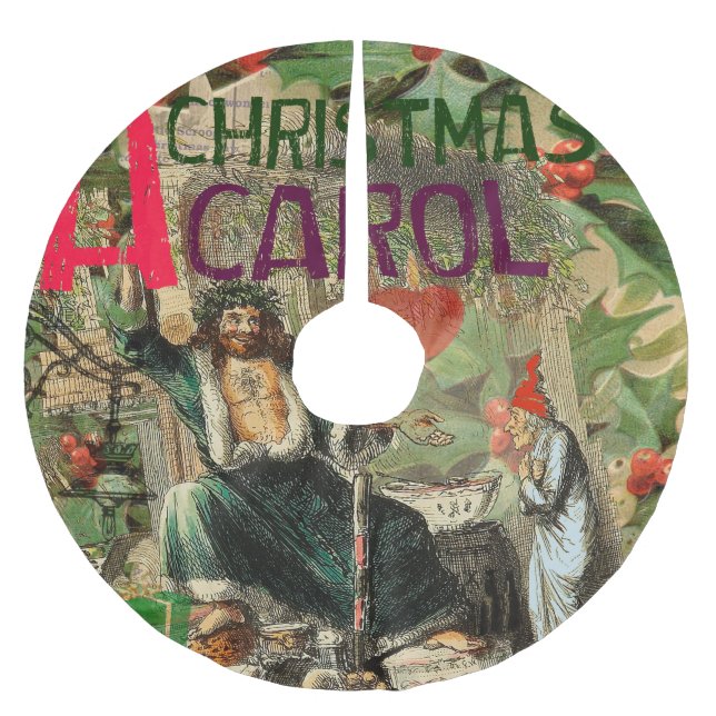Ghost of Christmas Present Illustration Scrooge Brushed Polyester Tree Skirt (Front)