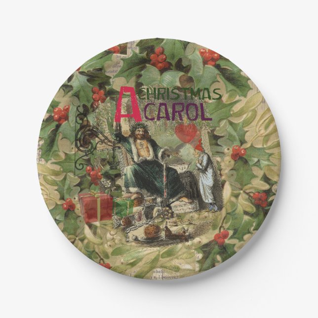 Ghost of Christmas Present Illustration Scrooge Paper Plate (Front)