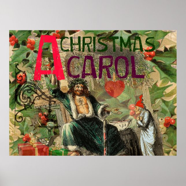 Ghost of Christmas Present Illustration Scrooge Poster (Front)