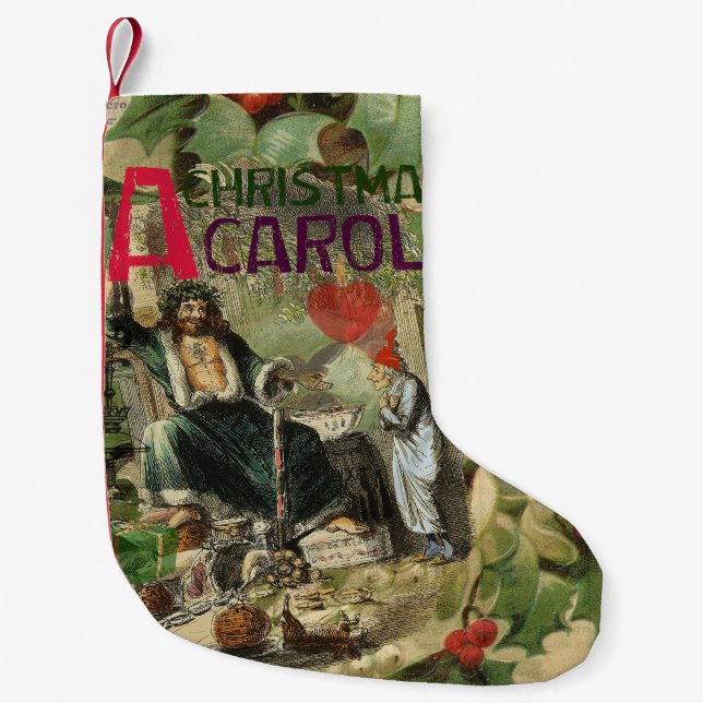 Ghost of Christmas Present Illustration Scrooge Small Christmas Stocking (Front)