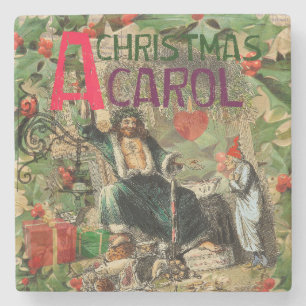 Ghost of Christmas Present Illustration Scrooge Stone Coaster