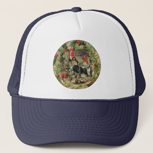 Ghost of Christmas Present Illustration Scrooge Trucker Hat (Front)