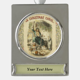 Ghost of Christmas Present Scrooge  Silver Plated Banner Ornament