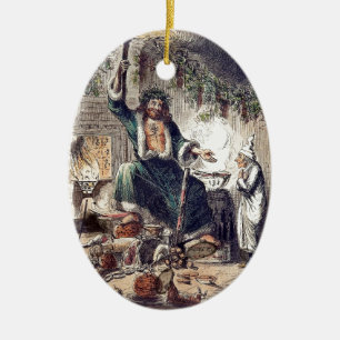 Ghost of Christmas Present with Scrooge Ceramic Tree Decoration