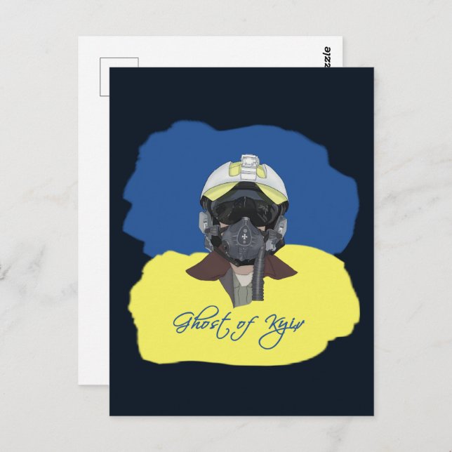 Ghost of Kyiv. Pilot defender of Kyiv. Postcard (Front/Back)