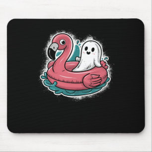 Ghost On A Pool Funny Spooky Summer Summerween Hal Mouse Pad