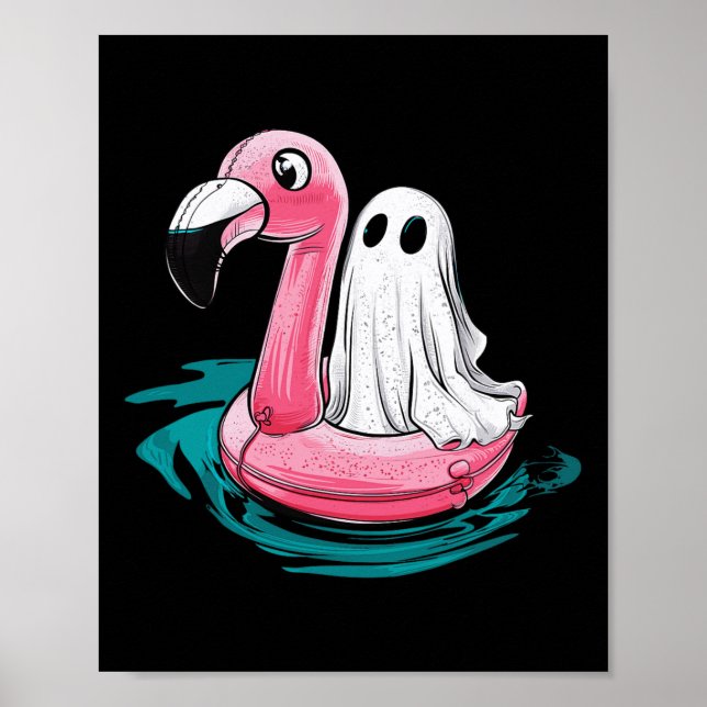 Ghost On A Pool Funny Spooky Summer Summerween Wom Poster (Front)