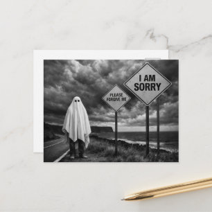 Ghost on Side of Road Forgive Me Postcard
