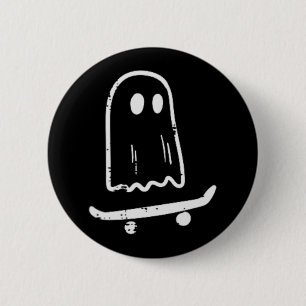Ghost On Skateboard Fun Retro Halloween Costume Bo 6 Cm Round Badge