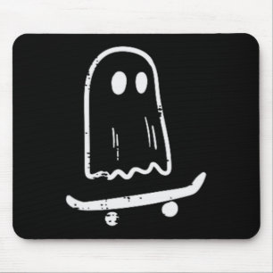 Ghost On Skateboard Fun Retro Halloween Costume Bo Mouse Pad