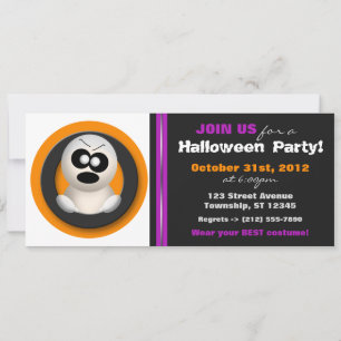 Ghost Orange Purple Halloween Party Invitation