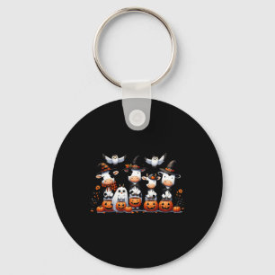Ghost Owls Cows Halloween Animals Cow Lover Spooky Key Ring