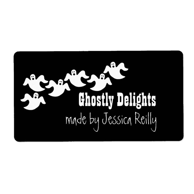 Ghost Party Halloween Baking Labels, Black (Front)