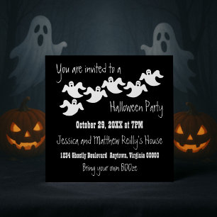 Ghost Party Halloween Invitation, Black Invitation