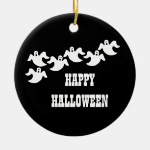 Ghost Party Halloween Ornament, Black Ceramic Tree Decoration