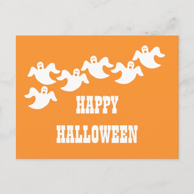 Ghost Party Halloween Postcard, Orange Invitation Postcard (Front)