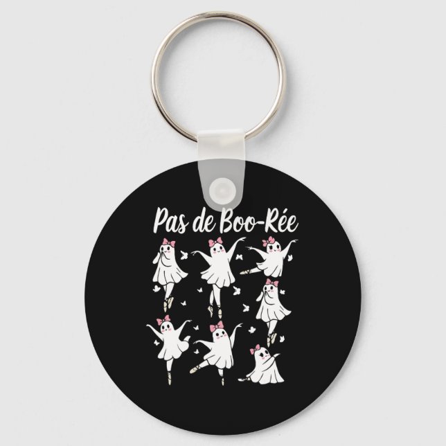 Ghost Pas De Boo-rée Llet Dancer Spooky Halloween  Key Ring (Front)