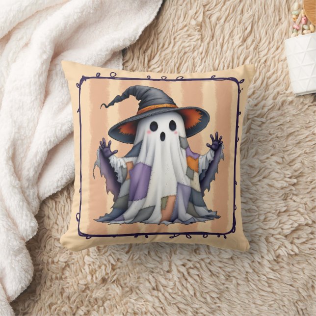 Ghost Patchwork Quilt with Witches Hat Cushion (Blanket)