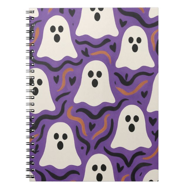 Ghost Pattern Halloween Blank Greeting Card Notebook (Front)