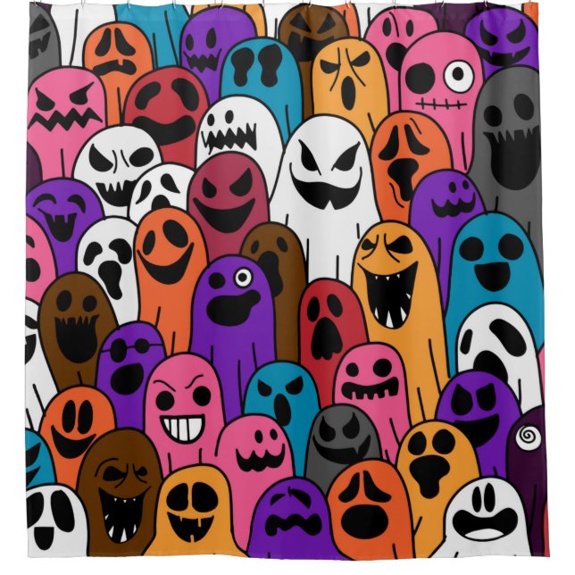 Ghost pattern Halloween spooky scarf isolated repe Shower Curtain (Front)