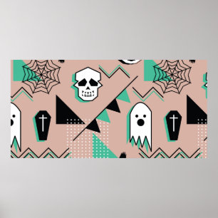 Ghost pattern,halloween theme seamless pattern wit poster