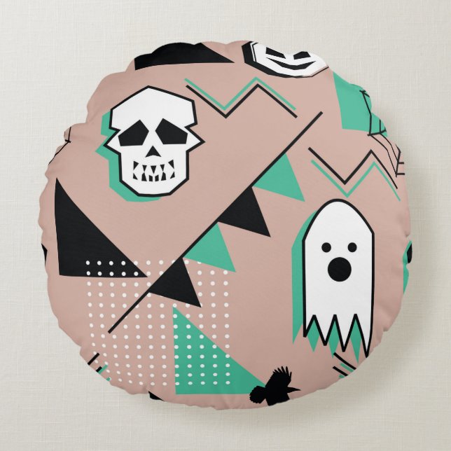 Ghost pattern,halloween theme seamless pattern wit round cushion (Front)