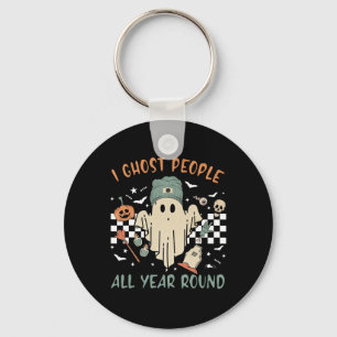 Ghost People All Year Round Retro Halloween Ghost Key Ring
