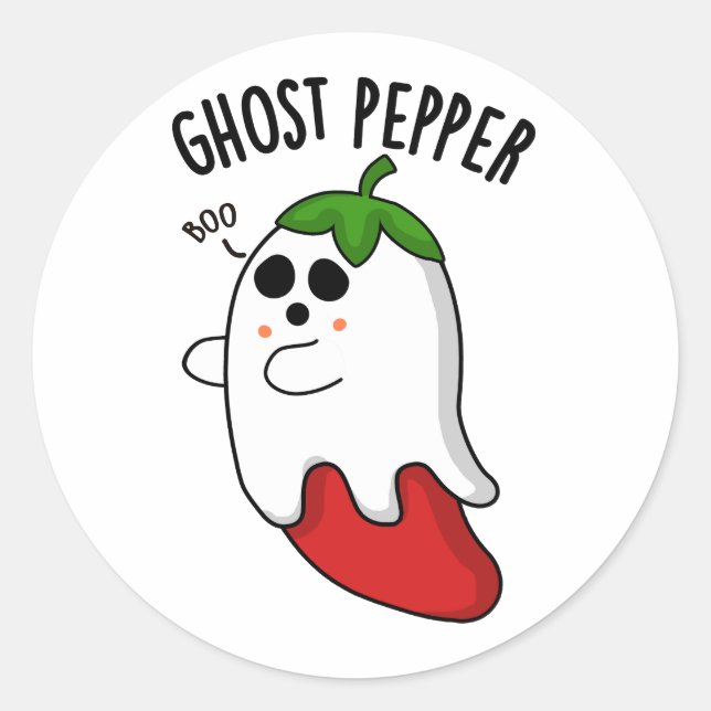Ghost Pepper Funny Chilli Pun  Classic Round Sticker (Front)