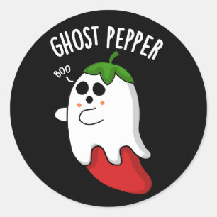 Ghost Pepper Funny Chilli Pun Dark BG Classic Round Sticker