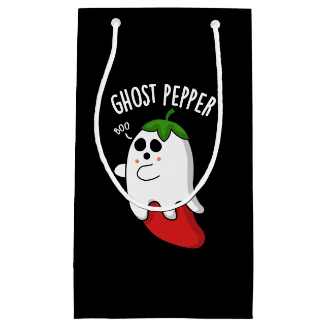 Ghost Pepper Funny Chilli Pun Dark BG Small Gift Bag (Front)