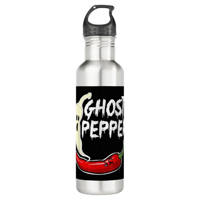 Ghost Pepper Funny Spicy Hot Halloween Ghost Peppe 710 Ml Water Bottle (Front)