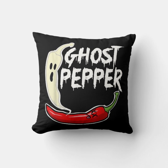 Ghost Pepper Funny Spicy Hot Halloween Ghost Peppe Cushion (Front)