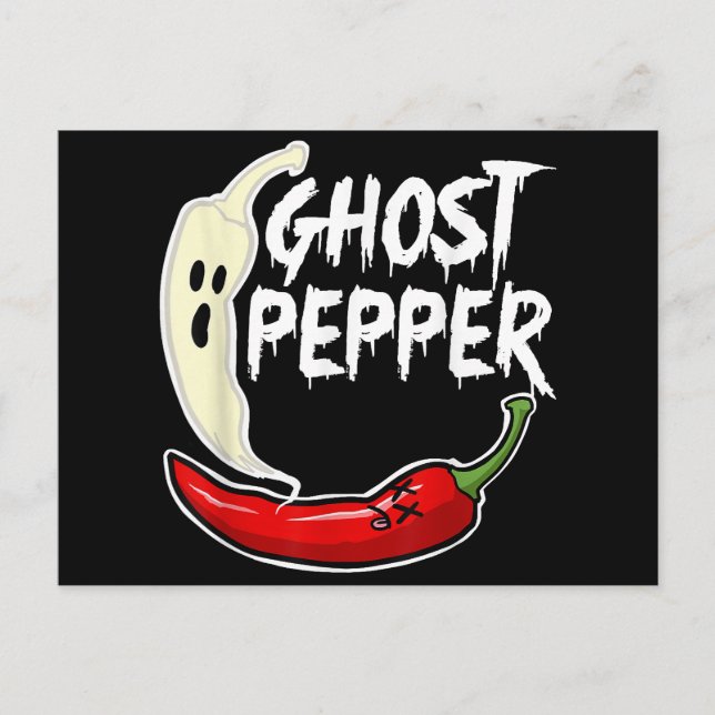 Ghost Pepper Funny Spicy Hot Halloween Ghost Peppe Holiday Postcard (Front)