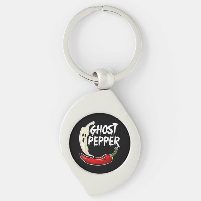 Ghost Pepper Funny Spicy Hot Halloween Ghost Peppe Key Ring (Front)