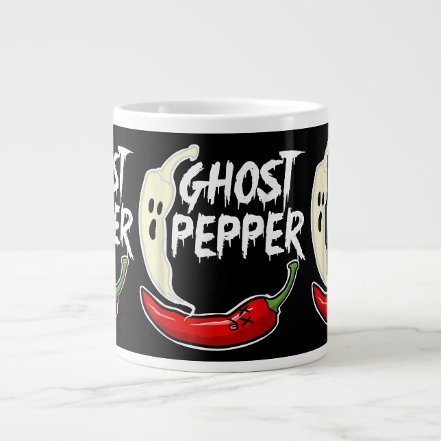 Ghost Pepper Funny Spicy Hot Halloween Ghost Peppe Large Coffee Mug (Front)