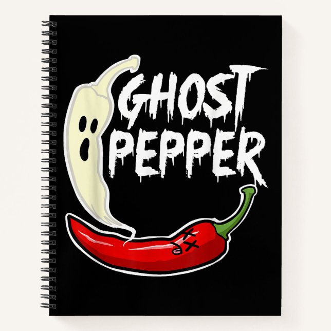Ghost Pepper Funny Spicy Hot Halloween Ghost Peppe Notebook (Front)